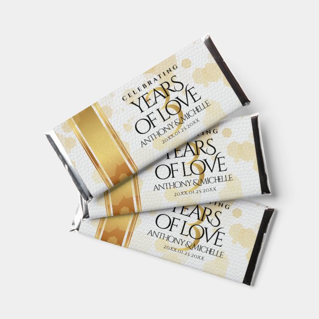 Elegant 3rd Leather Wedding Anniversary Hershey Bar Favors (Front)