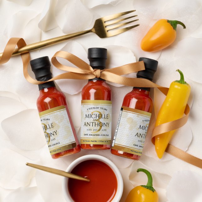 Elegant 3rd Leather Wedding Anniversary Hot Sauces (Wedding)