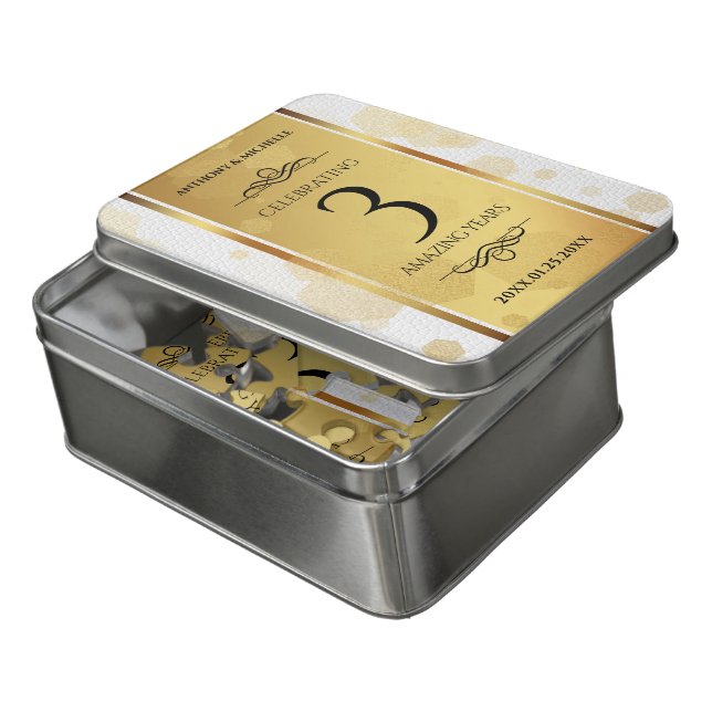 Elegant 3rd Leather Wedding Anniversary Jigsaw Puzzle (Lid Open)