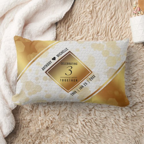 Elegant 3rd Leather Wedding Anniversary Lumbar Pillow