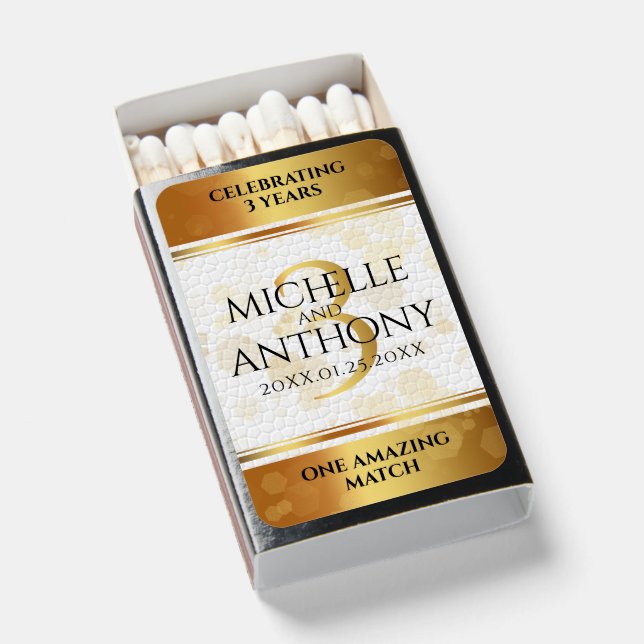 Elegant 3rd Leather Wedding Anniversary Matchboxes (Front Open)