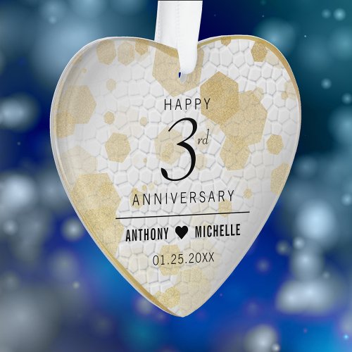 Elegant 3rd Leather Wedding Anniversary Ornament