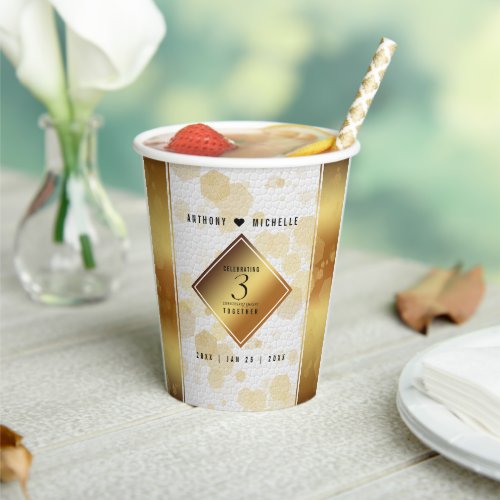 Elegant 3rd Leather Wedding Anniversary Paper Cups