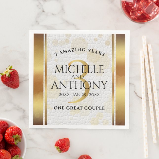 Elegant 3rd Leather Wedding Anniversary Paper Dinner Napkins (Insitu)