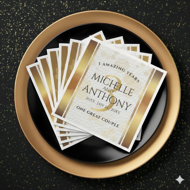 Elegant 3rd Leather Wedding Anniversary Paper Dinner Napkins (Elegant 3rd Leather Wedding Anniversary Napkins Cover Photo)