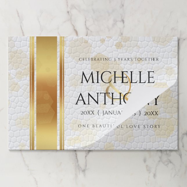 Elegant 3rd Leather Wedding Anniversary Paper Pad (Folded)