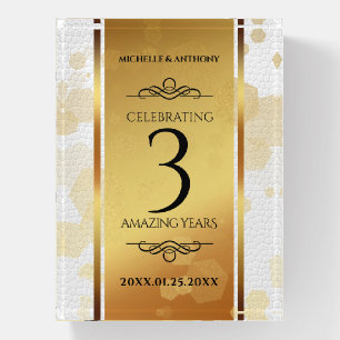 Elegant 3rd Leather Wedding Anniversary Paperweight