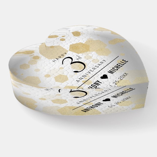 Elegant 3rd Leather Wedding Anniversary Paperweight (Angled)