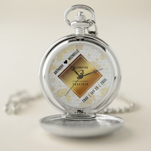 Elegant 3rd Leather Wedding Anniversary Pocket Watch