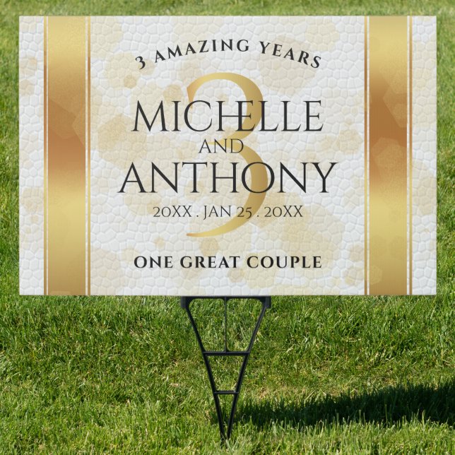 Elegant 3rd Leather Wedding Anniversary Sign (Insitu)