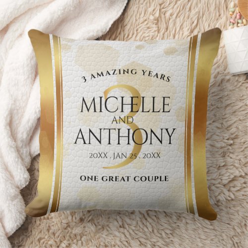 Elegant 3rd Leather Wedding Anniversary Throw Pillow