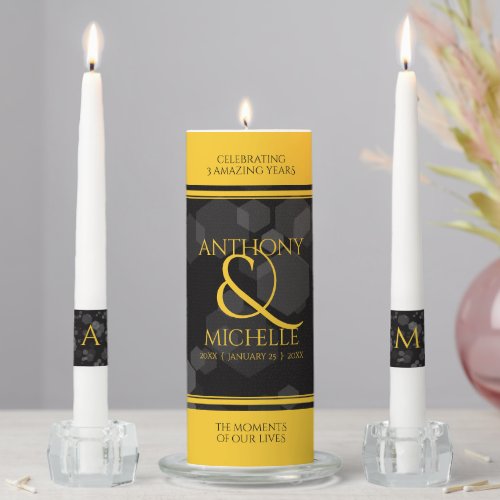 Elegant 3rd Leather Wedding Anniversary Unity Candle Set