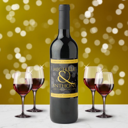 Elegant 3rd Leather Wedding Anniversary Wine Label