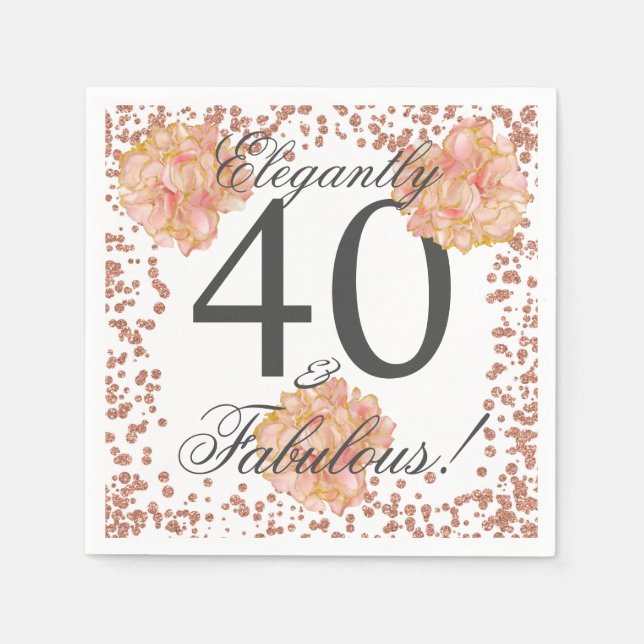 Elegant 40 & Fabulous Napkins (Front)