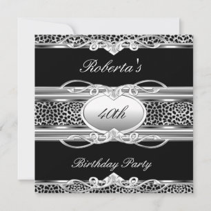 Elegant 40th 50th Birthday Party Leopard Black Invitation