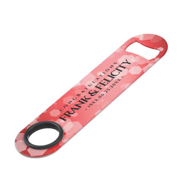 Elegant 40th 80th Ruby Wedding Anniversary Bar Key (Front Angled)