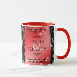 Elegant 40th 80th Ruby Wedding Anniversary Mug