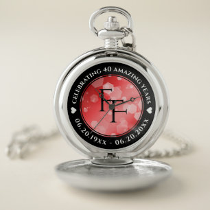 Elegant 40th 80th Ruby Wedding Anniversary Pocket Watch