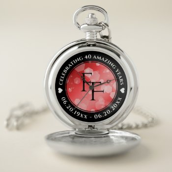 Elegant 40th 80th Ruby Wedding Anniversary Pocket Watch by expressionsoccasions at Zazzle