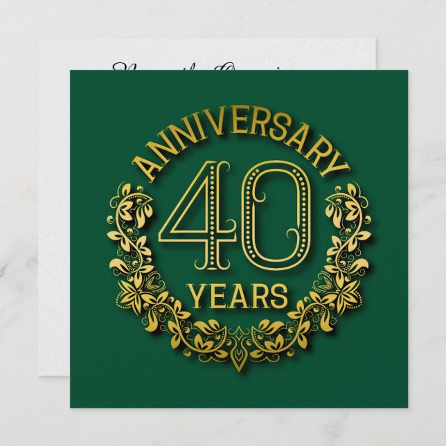 Elegant 40th Anniversary Invitation (Front/Back)