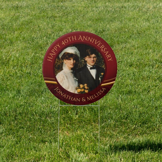 Elegant 40th Anniversary Photo Ruby Gold Sign (Insitu)