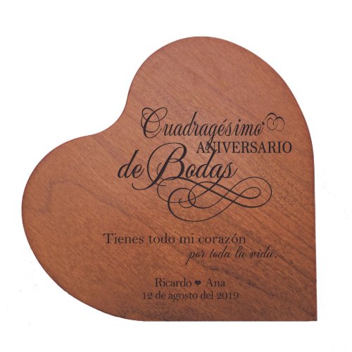 Elegant 40th Anniversary Spanish Verse Heart Block