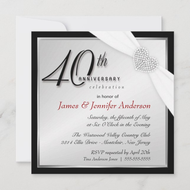 Elegant 40th Annniversary Party Invitations (Front)
