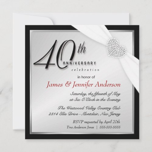 Elegant 40th Annniversary Party Invitations