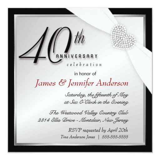 Elegant 40Th Anniversary Invitations 1