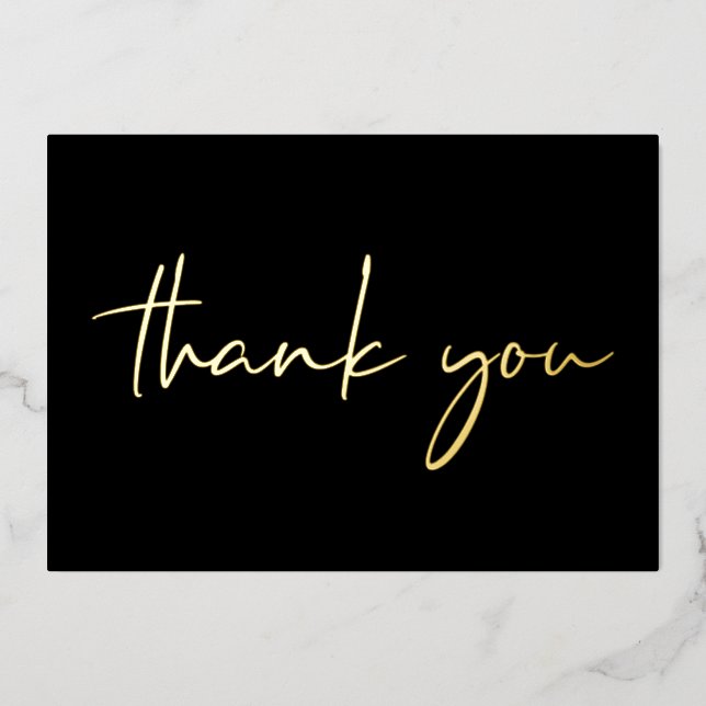 Elegant 40th Birthday Black Foil Thank You Card (Front)
