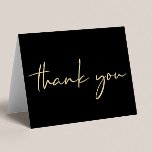Elegant 40th Birthday Black Gold Letterpress Thank You Card