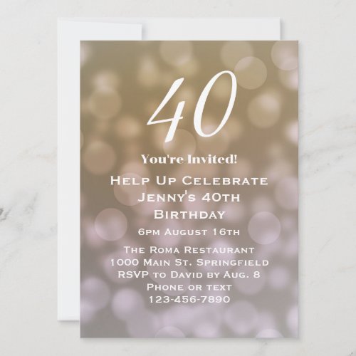 Elegant 40th Birthday Invitation For Her 