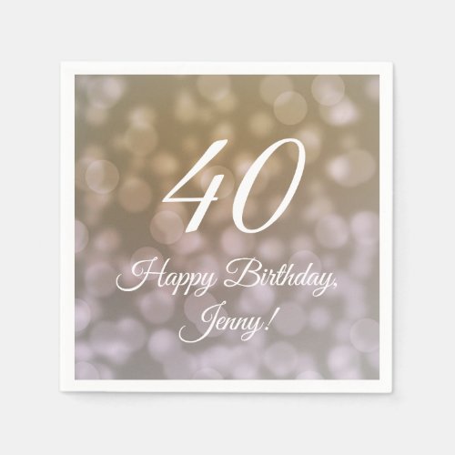 Elegant 40th Birthday Napkins For Her 