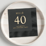 Elegant 40th Birthday Party  Foil Napkins<br><div class="desc">Elevate your 40th birthday party with these elegant foil-stamped napkins featuring your choice of gold,  silver or rose gold foil for a sophisticated touch,  "Hello 40" and your name in modern lettering, </div>