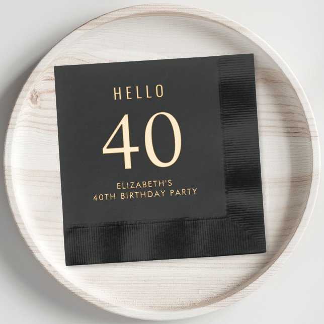 Elegant 40th Birthday Party  Foil Napkins (Elevate your 40th birthday party decor with these chic and elegant foil stamped napkins)