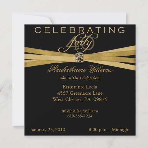 Elegant 40th Birthday Party Invitations