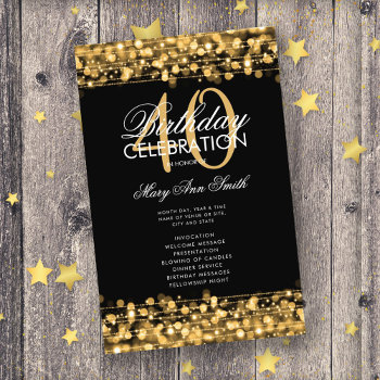 Elegant 40th Birthday Party Program Gold W/ Menu Flyer by Rewards4life at Zazzle