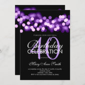 Elegant 40th Birthday Party Purple Hollywood Glam Invitation (Front/Back)
