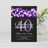 Elegant 40th Birthday Party Purple Hollywood Glam Invitation (Standing Front)