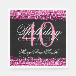 Elegant 40th Birthday Party Sparkles Pink Napkins