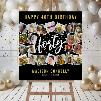 Elegant 40th Birthday Photo Collage Board