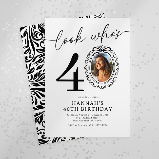 Elegant 40th Birthday Photo Invitation (Creator Uploaded)