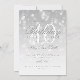 Elegant 40th Birthday Silver Bokeh Sparkle Lights Invitation
