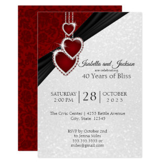 Elegant 40th Ruby Anniversary Design Invitation