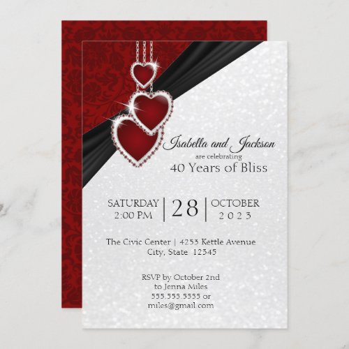 Elegant 40th Ruby Anniversary Design Invitation