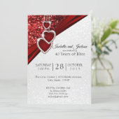 Elegant 40th Ruby Red Glitter Anniversary Design Invitation (Standing Front)