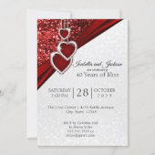 Elegant 40th Ruby Red Glitter Anniversary Design Invitation (Front)