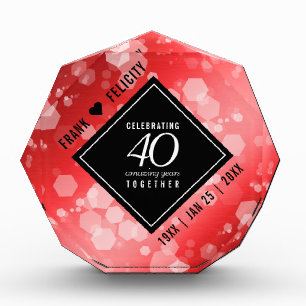 Elegant 40th Ruby Wedding Anniversary Celebration Acrylic Award