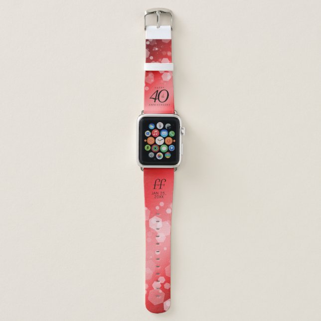 Elegant 40th Ruby Wedding Anniversary Celebration Apple Watch Band (Front)