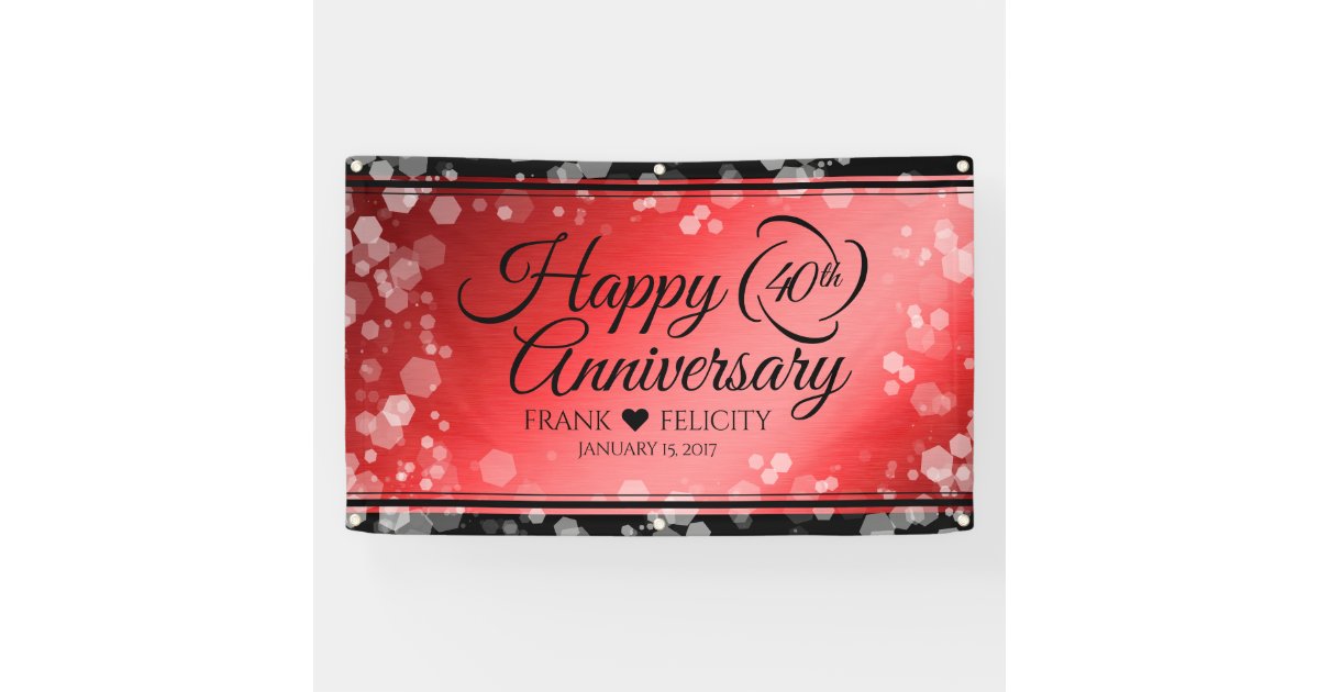 Elegant 40th Ruby Wedding Anniversary Celebration Banner